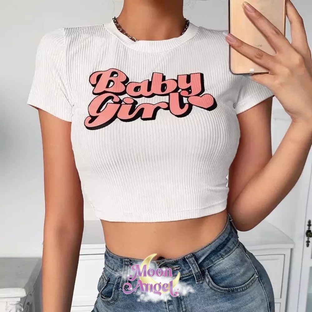 💖”Baby Girl” Ribbed Crop Top💖